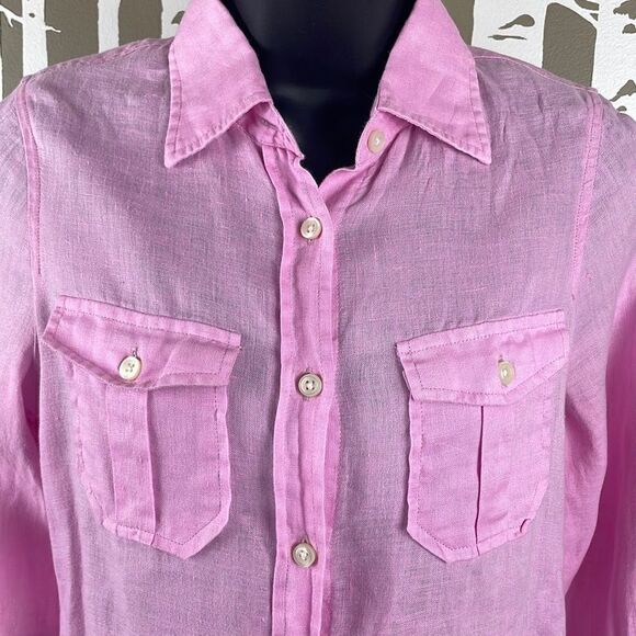 Jachs Company Pink Linen Heavenly Button Front Shirt XS - Picture 5 of 6
